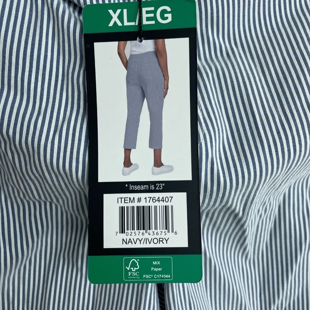 NEW Mario Serrani Women's XL  Comfort Stretch Capri Pants Navy/Ivory Stripped - Picture 9 of 12